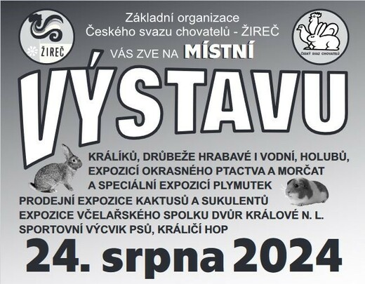 Výstava drobného zvířectva v Žirči 24. 8. 2024 - POZVÁNKA